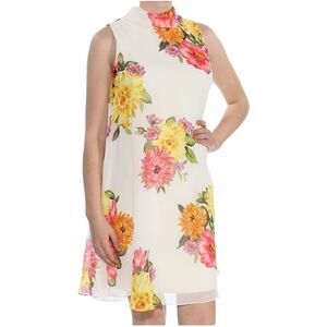 Jessica Howard mock neck floral Swing dress size 8